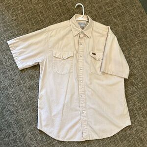 Men’s Carhartt cream colored pearl snap button down shirt - size M